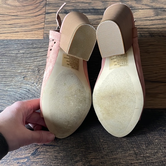 Justfab Raelynn block heeled sandal size 6 peachy pink - Picture 4 of 6